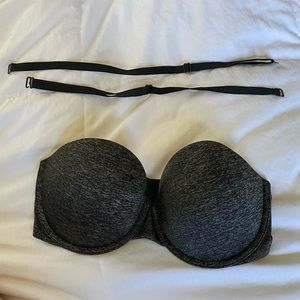 Gray strapless multi way Victoria secret bra